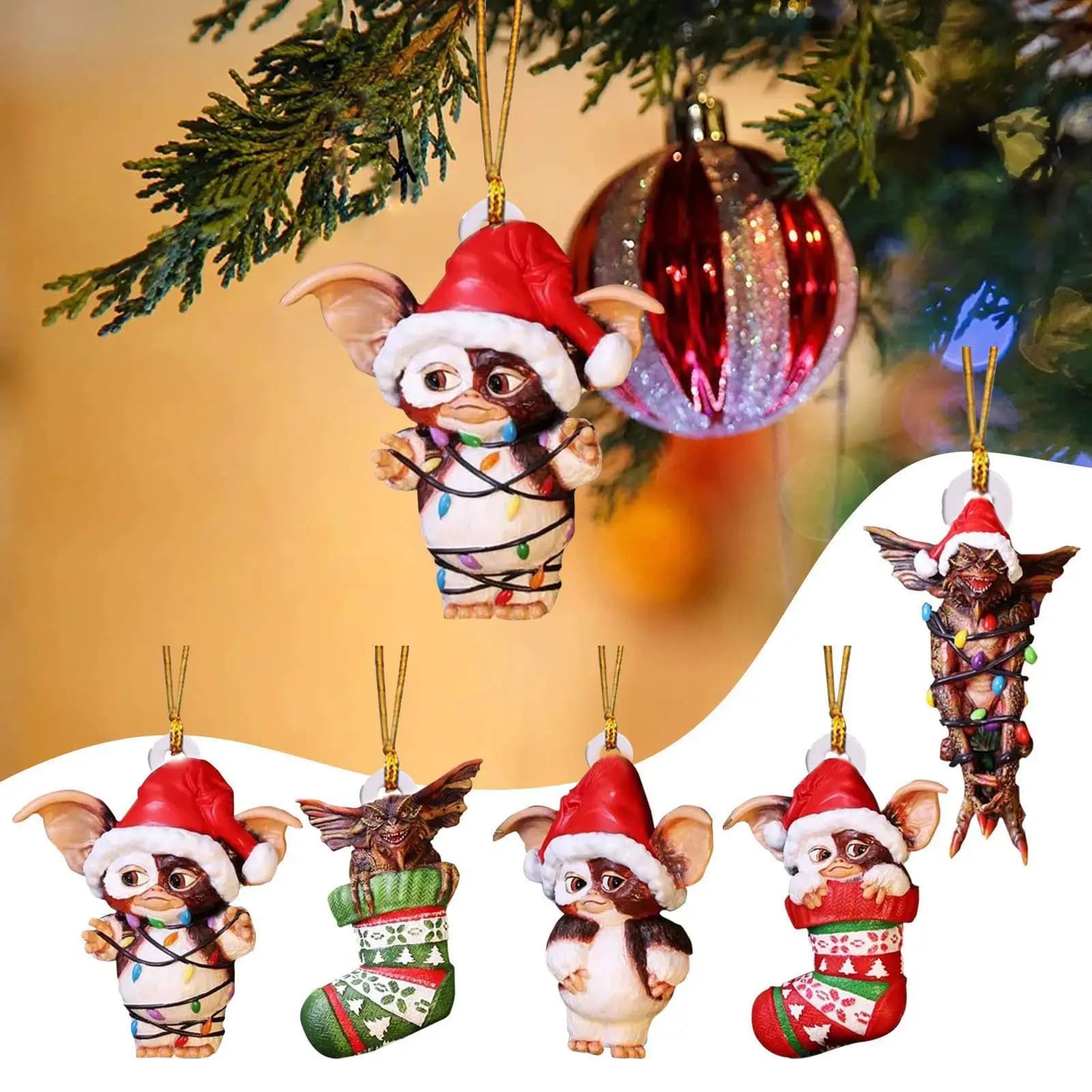1pc 2D acrilico Gremlins albero di Natale ornamento decorazione interno specchietto retrovisore pendente decorativo borsa e portachiavi