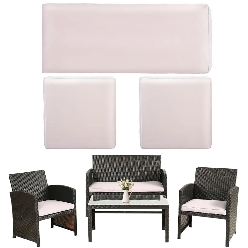 Set di 3 Copricuscini per Mobili da Esterno, Coperture Impermeabili di Ricambio per Divanetti - 42×18×2,19×19×2 Adatte per Set in Rattan a 4 Pezzi