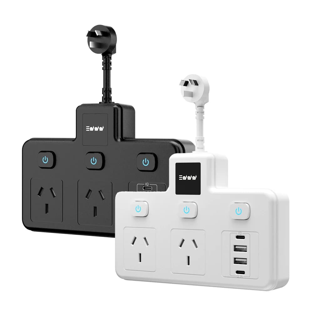 Power card with AU plug with 2 USB-A ports and 2 C-type sockets 2AC Independent switch Multiple socket Australia