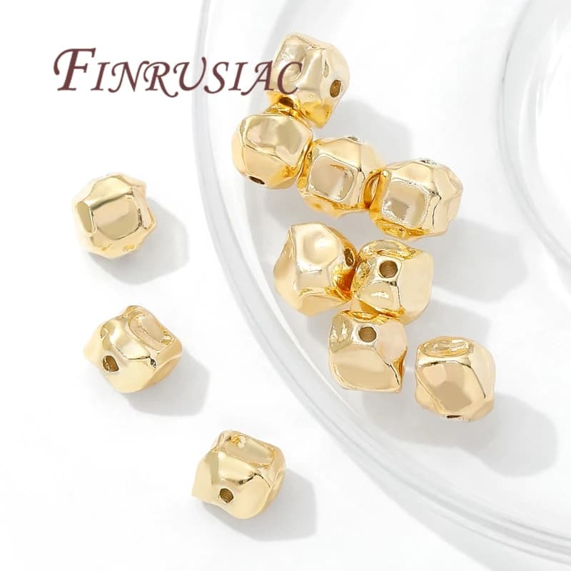 Perline distanziatrici irregolari da 7 mm * 6 mm Separatore placcato oro 18 carati per perline, bracciali e collane Accessori, separatori di perline