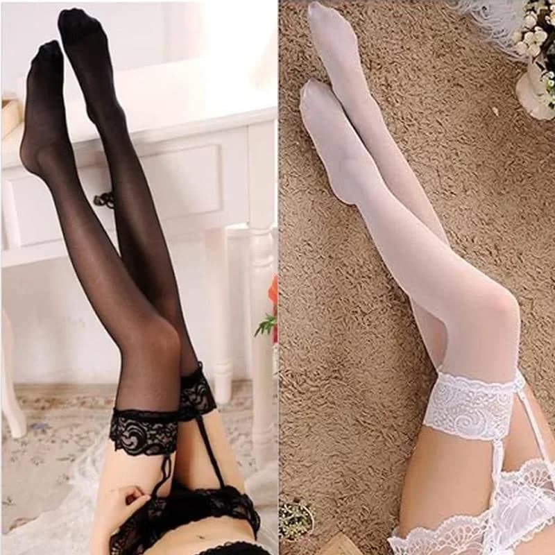 Set di Reggicalze e Calze in Pizzo da Donna, Reggicalze Jacquard, Slip con Fiocco in Raso, Minigonna, Calze a Rete, Lingerie, Collant