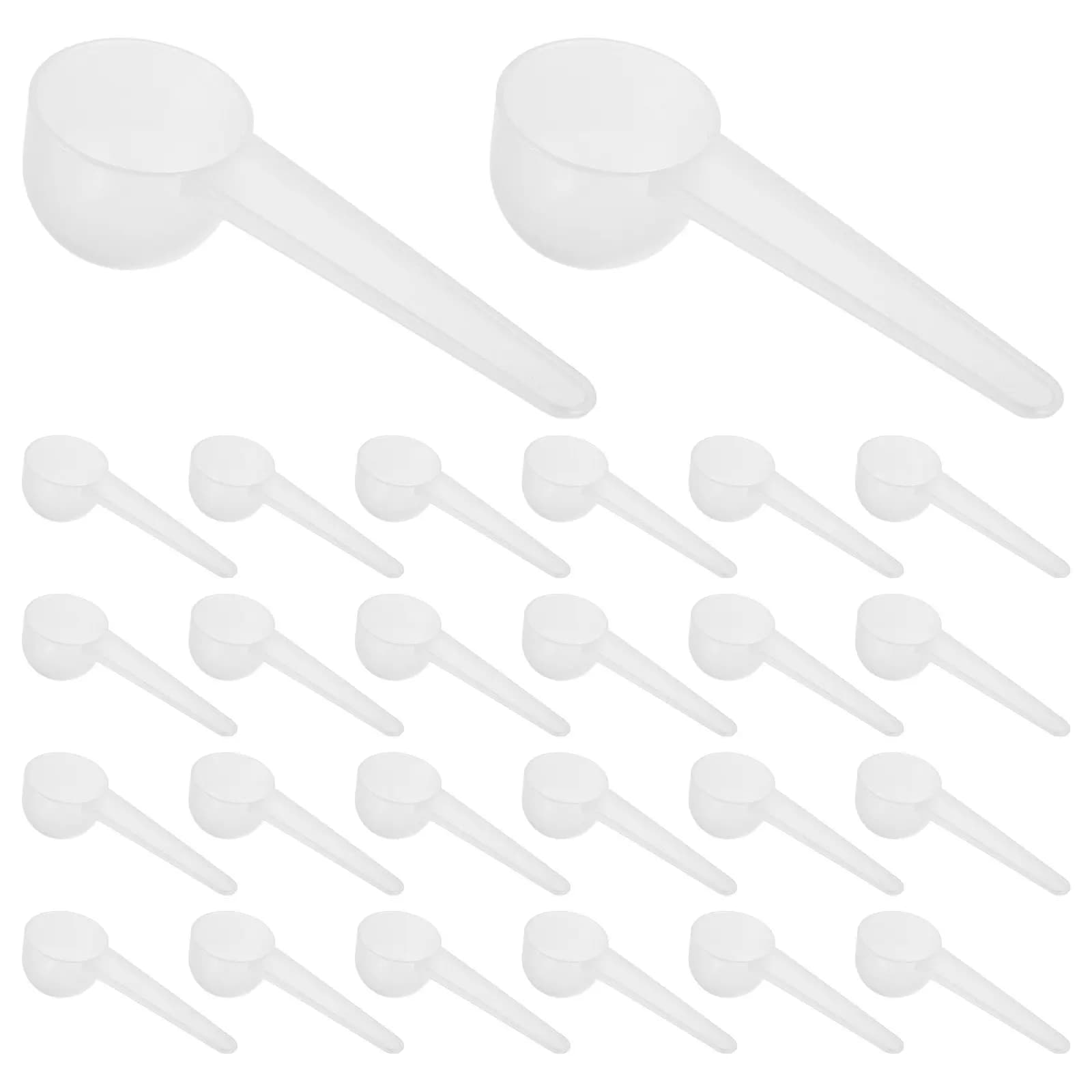 50Pcs Clear Plastic Measuring Spoons Long Handle Powder Scoops for Protein Coffee Baking Cooking Measuring Scoop