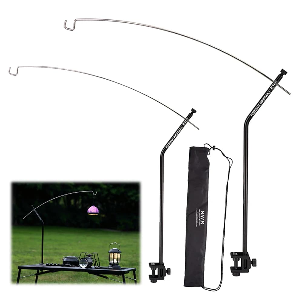 Support Portable for Camping Lantern, IGT Light Hook, Aluminium Alloy + Stainless Steel, Table Stand Curved for Lamp