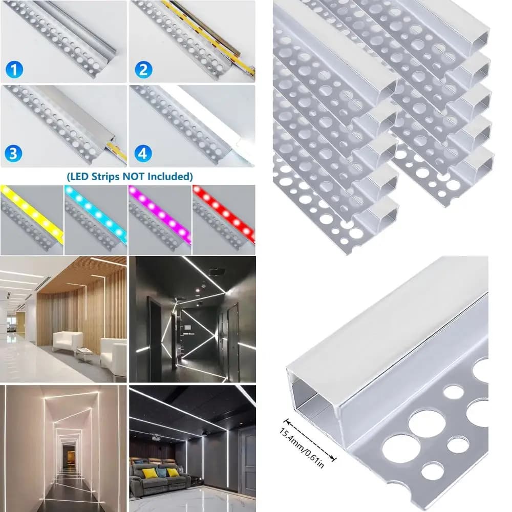Pack of 10 Aluminum LED Profiles with White Diffuser Lighting Milk and Wall Lighting