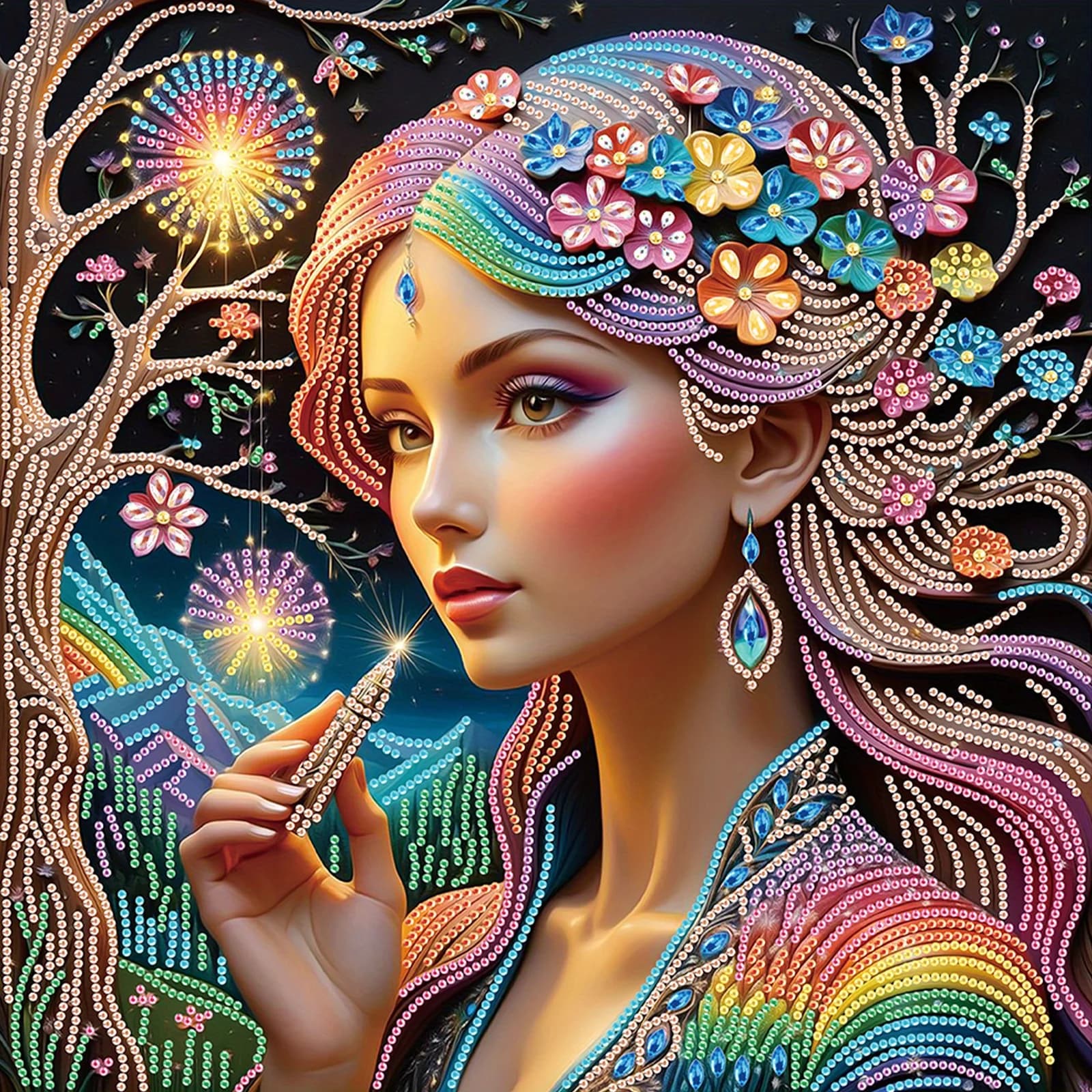 Kit di pittura artistica con diamanti per bella signora fai-da-te, dipinti artistici con punti di diamanti per principianti e adulti per decorare regali murali di casa