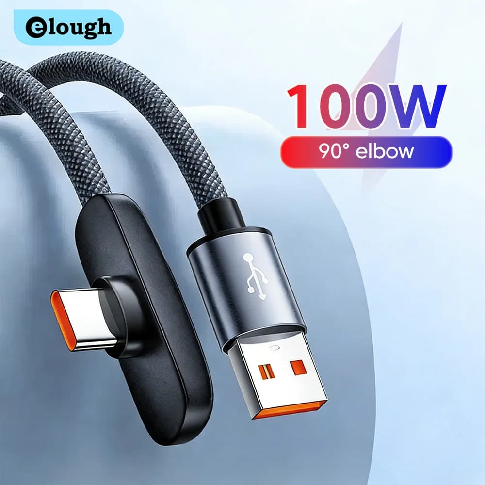 Cavo USB Type C a 90 gradi, 100W, ricarica rapida, cavo dati per caricabatterie telefono, per Samsung Xiaomi Huawei, ricarica rapida, cavo USB C