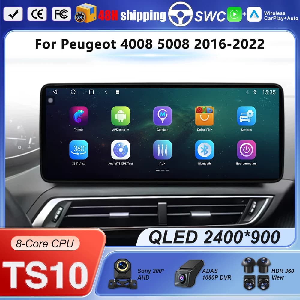 For Peugeot 4008 5008 2016-2022 Car Radio Carplay Navigation GPS Stereo Android Auto Screen Bluetooth Multimedia Player 5G
