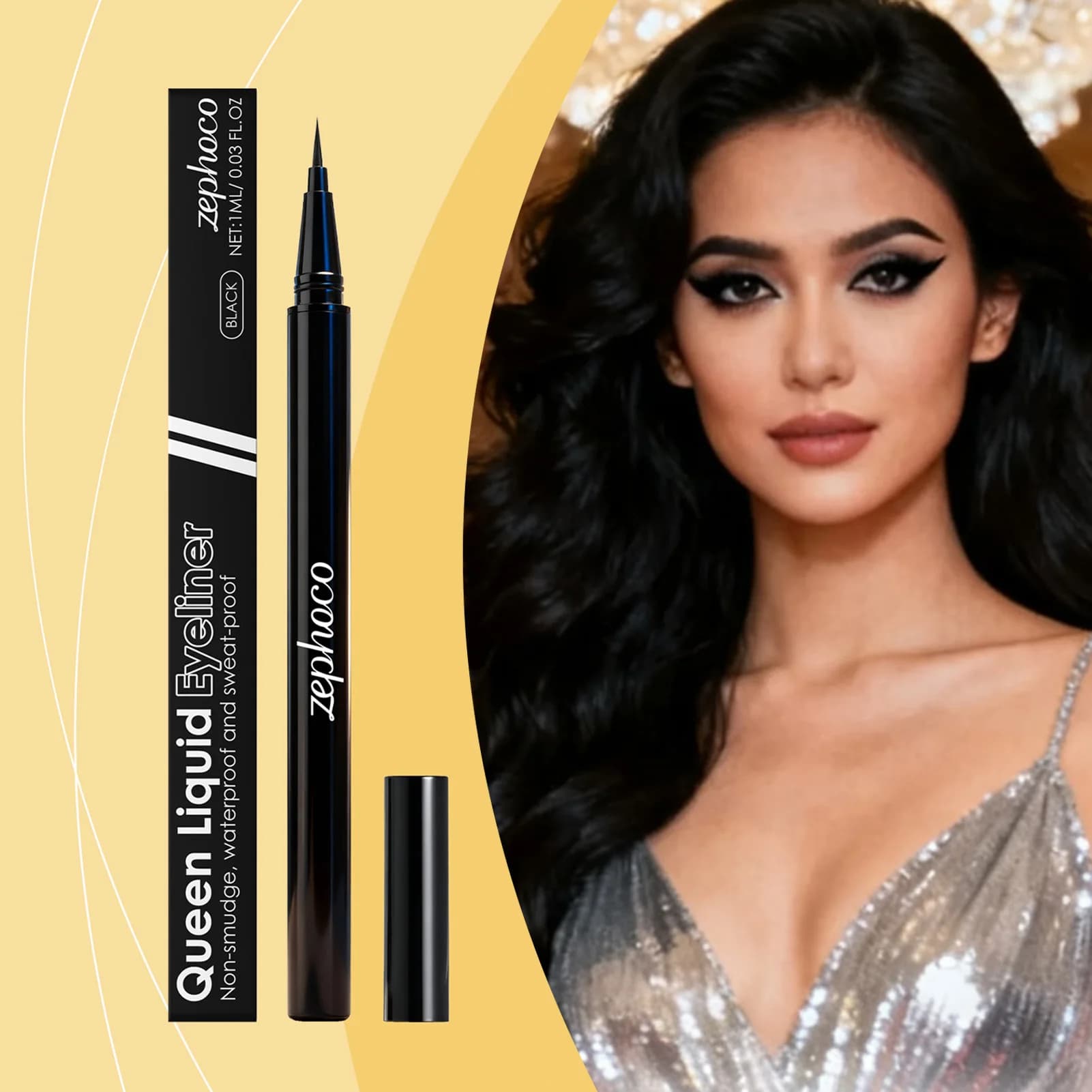 Eyeliner Light Brown Waterproof, Anti-Slip Liquid Eyeliner, Ultra-Slim Tip, Rapid Drying, Eyeliner, Easy to Remove