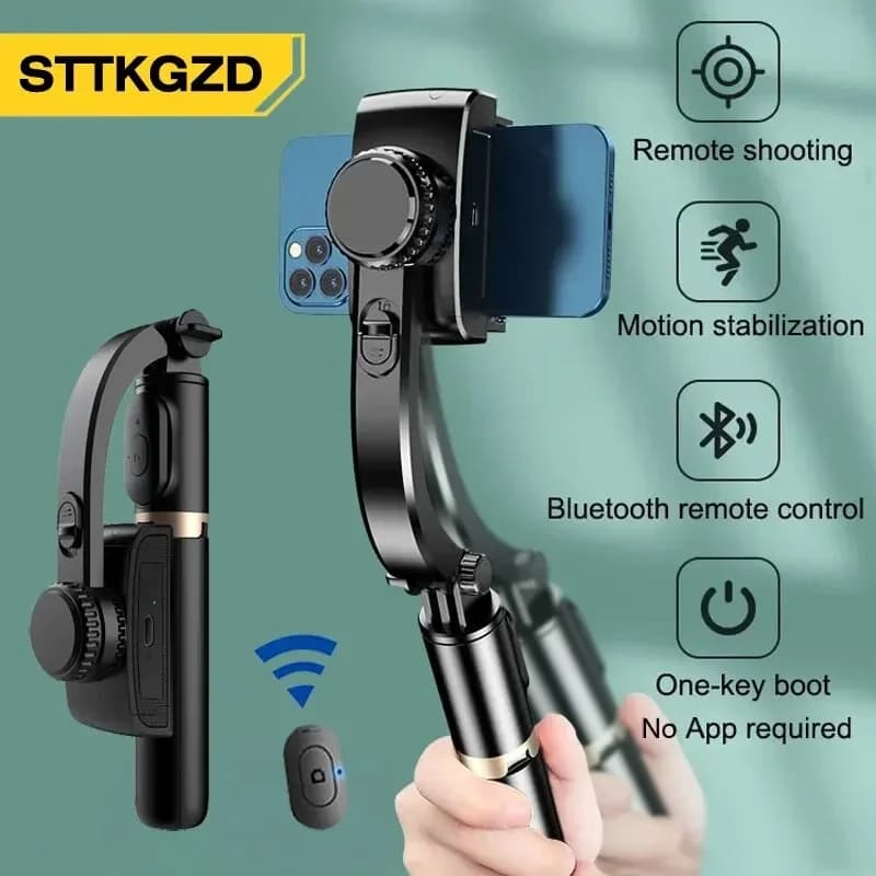STTKGZD Stabilizzatore cardanico portatile Stabilizzatore Selfie Stick Luce di riempimento Smartphone Azione Kameralar Treppiede Bluetooth Gymba