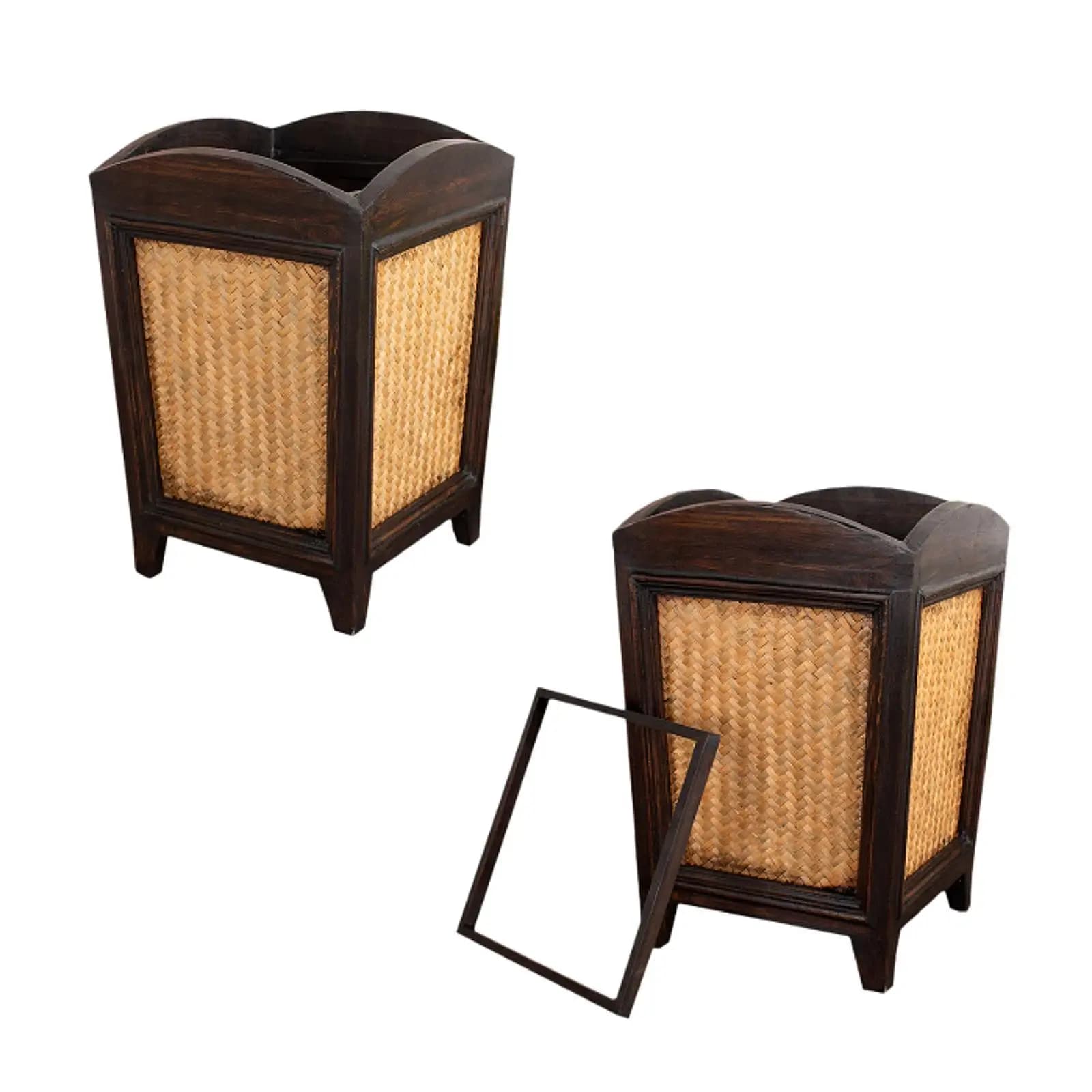 Practical Wood Trash Can Retro Design Waste Basket for Bedroom Kitchen Office House Indoor Decoration