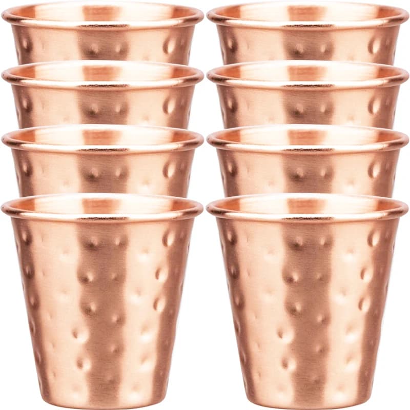 Set di 6 o 8 Tazze in Rame Puro al 100%, Stile Moscow Mule, Bicchieri da Cocktail da 2 oz, Tazze per Birra e Latte