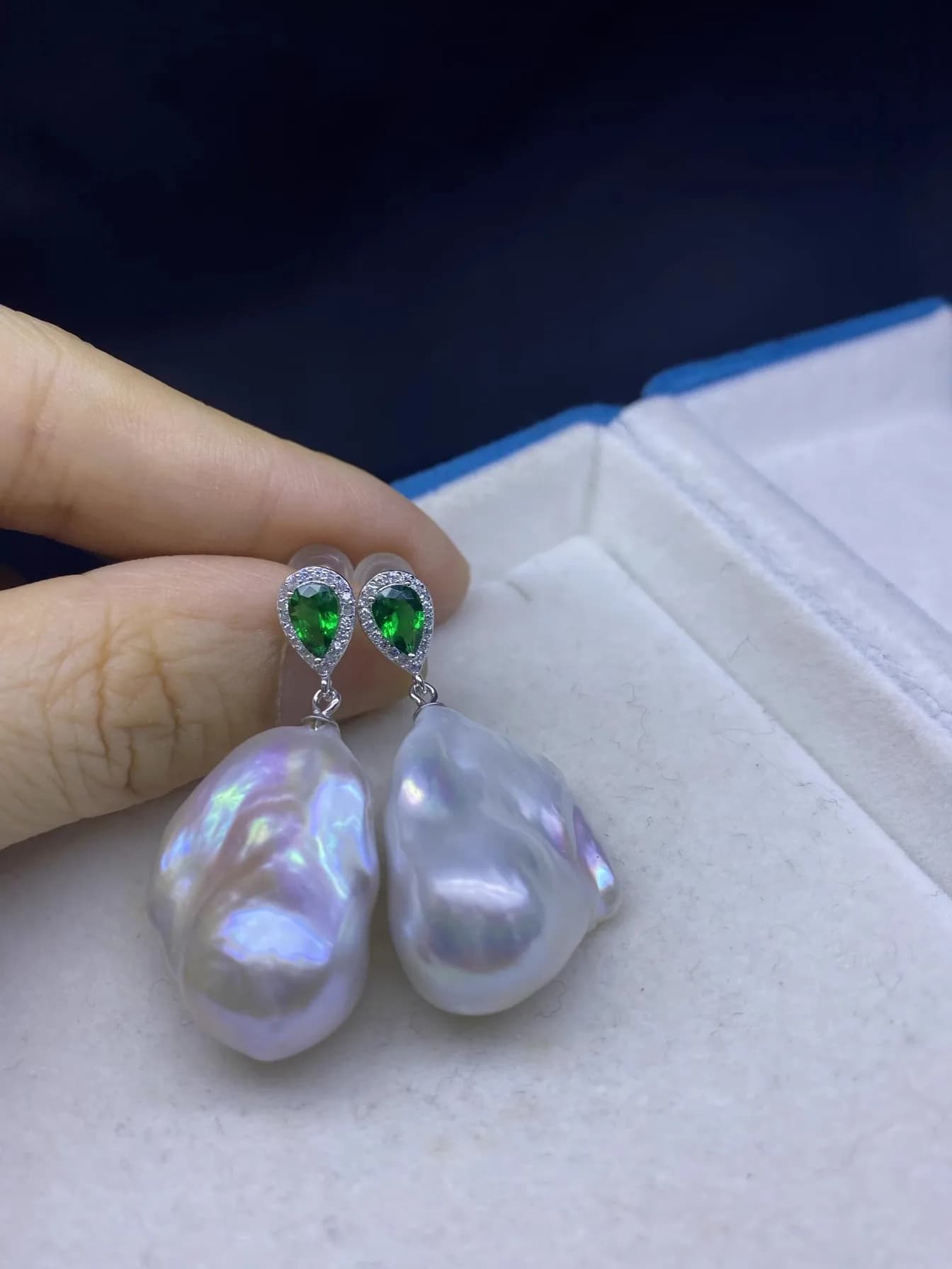 Orecchini di perle barocche a goccia d'acqua Nanhai Orecchini di cristallo, orecchini naturali 925S, argento puro