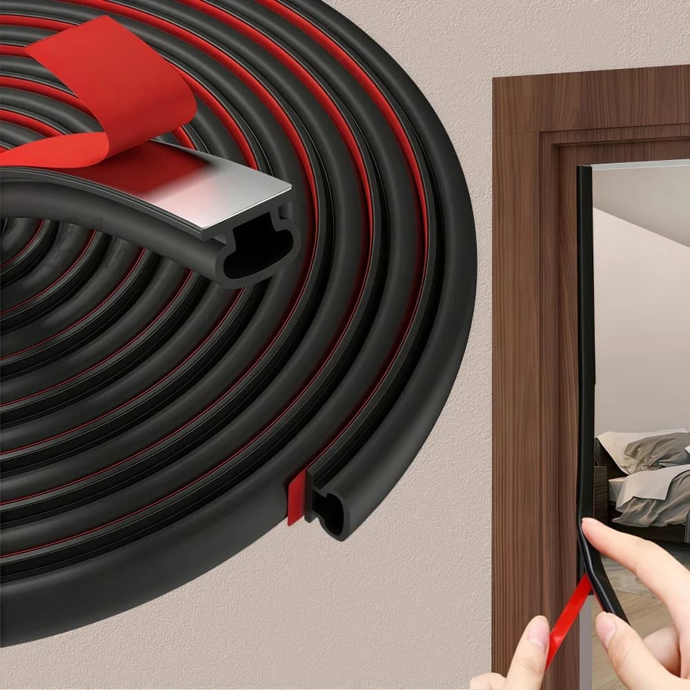 Weather Stripping Door Seal, Window And Door Door Seal Strip, Soundproofing Self-Adhesive Backing D-Shape Door Weather Strip