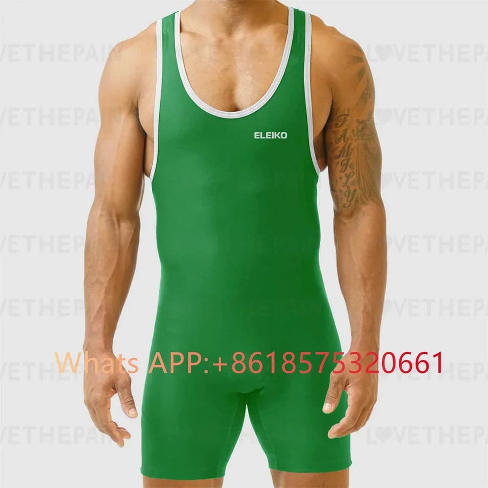 2024 Canotta da wrestling da uomo Tuta da boxe senza maniche Tuta intera con controllo della pancia PALESTRA Ferro Triathlon PowerLifting Outfit