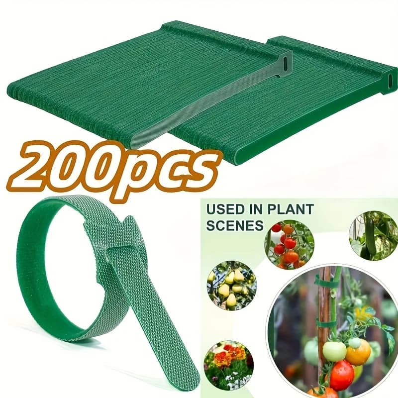 200Pcs Adjustable Nylon Plant Ties with Hook and Loop Fasteners Reusable Self-adhesive Velcro Ties Home Cables Organizer Tools