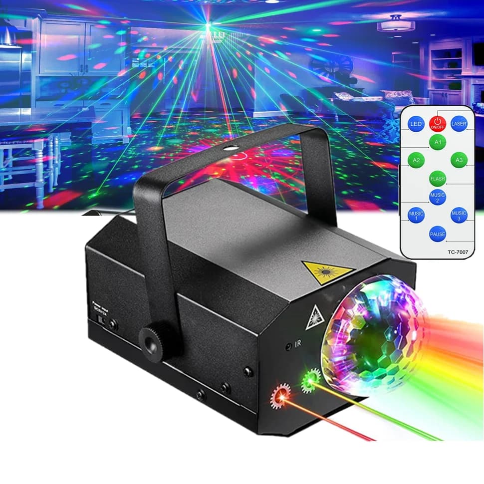 Luci da festa Luci da discoteca per DJ Luci per proiettori laser Luci stroboscopiche da palcoscenico per la decorazione della casa di nozze di club di Natale