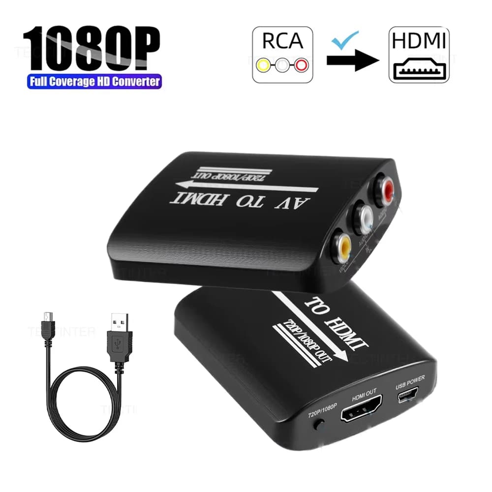 Convertitore adattatore compatibile HD 1080P AV/RCA a HDMI per accessori da gioco per console di gioco PS2/PS3/Xbox One/WII/N64 con cavo USB
