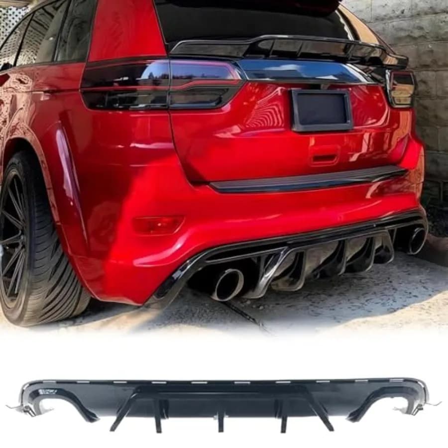 Rear Bumper Diffuser 3Pcs for Jeep Grand Cherokee SRT 2014-2021 Glossy Black Plastic Spoiler Rear Lower Bumper Lip Diffuser for