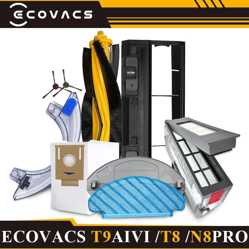 For Ecovacs Deebot T8/T8Max/N8 Pro/T9AIVI/T8AIVI/N8 Pro Series Spare Parts Main Side Brush Hepa Filter Mop Dust Box Accessories