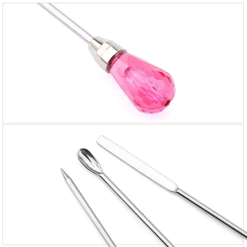 Set di 3 Utensili Professionali: Ago per Staccare, Cucchiaio per Scavare e Barra Mescolatrice per Colla UV in Silicone, Resina, Stampi e Creazione di Gioielli in Epossidica
