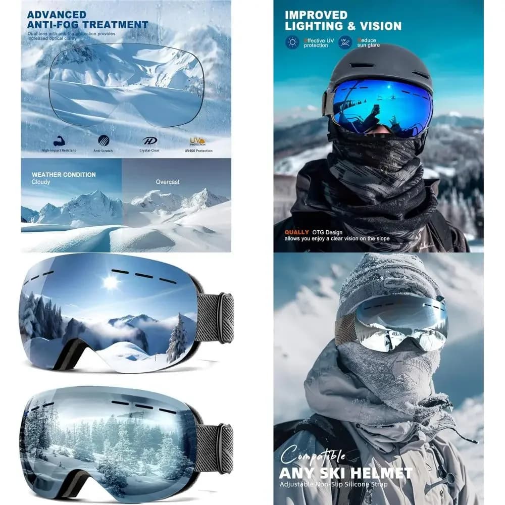 Occhiali da sci unisex con protezione antiappannamento e UV al 100% per lo snowboard