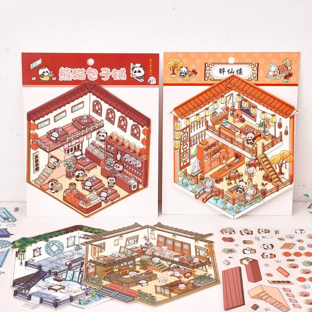 Creative Cute 3D Journal Stickers Waterproof Sticker Paper Material Scrapbook Kit School Stuff For Girls
