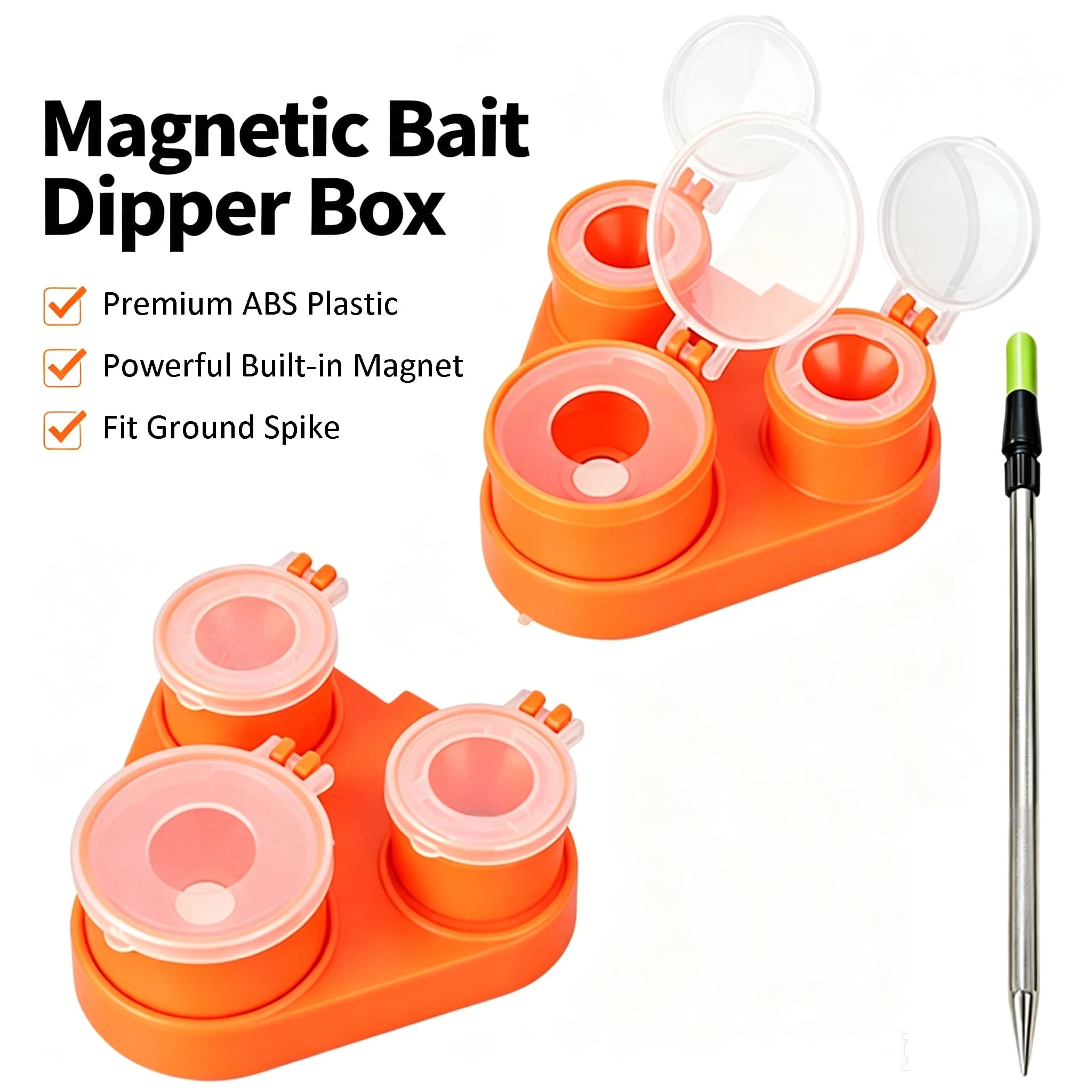 Multifunctional Strong Magnetic Shaking Bait Box 3 Compartments Ground Bait Powder Container Portable Wild Fishing Tackle Set.