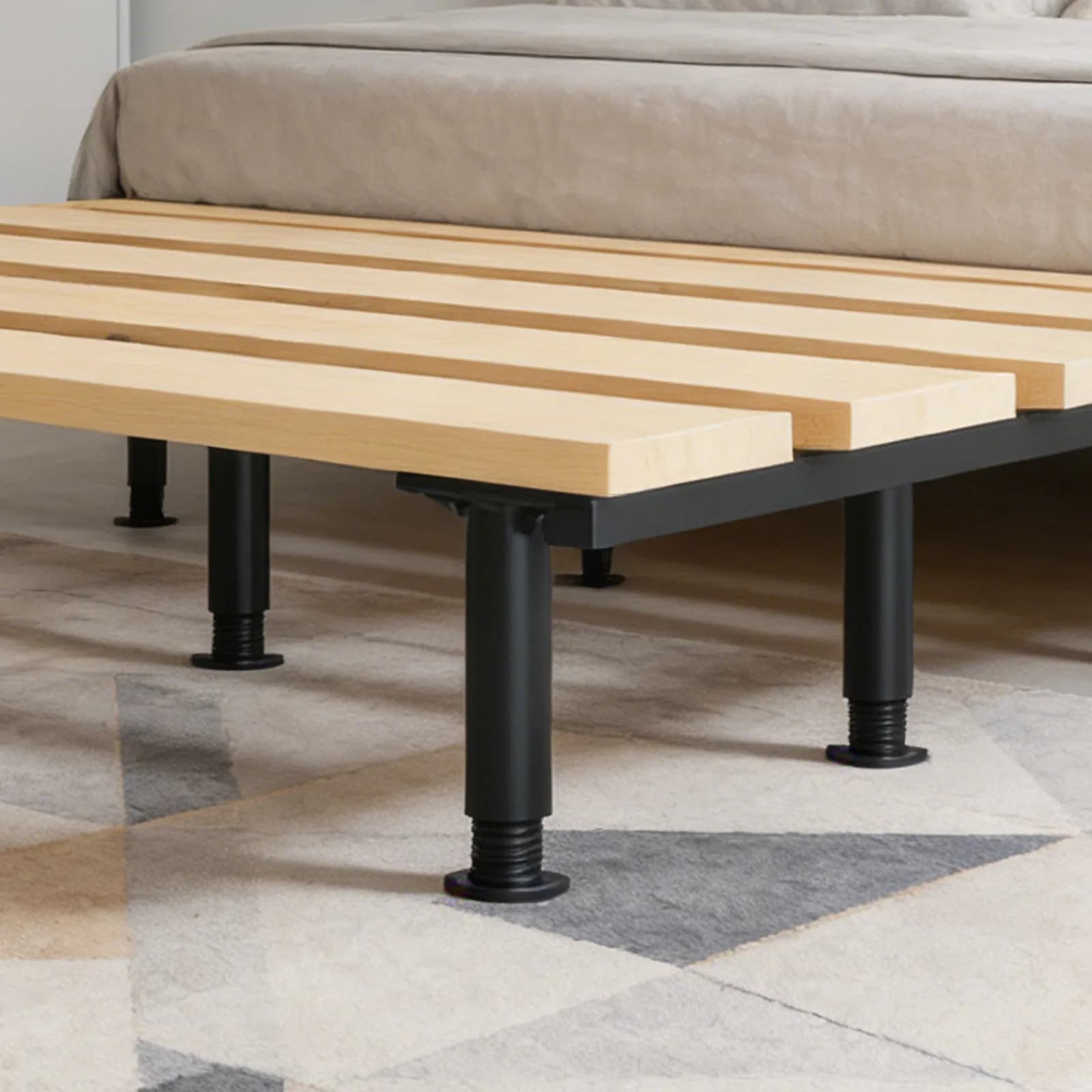 2 Pezzi Gambe di Supporto Regolabili per Mobili, Altezza 15-25 cm, Supporto Centrale per Telaio Letto per Protezione Materasso