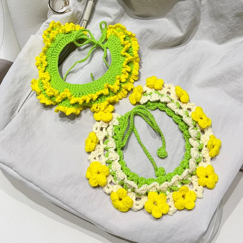 Collane per Gatti e Cani con Ciondolo a Fiori di Canola Lavorati a Mano, Accessori Regolabili per il Collo, Sciarpa Carina per Cani per Uso Quotidiano
