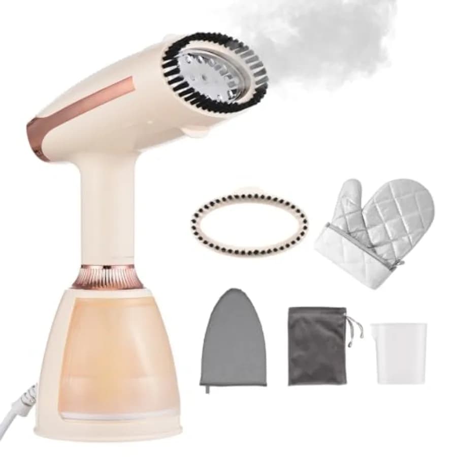Vaporizzatore Portatile per Vestiti 1500W, Riscaldamento in 20s, Rimuovi Pieghe, con Serbatoio Acqua Rimovibile