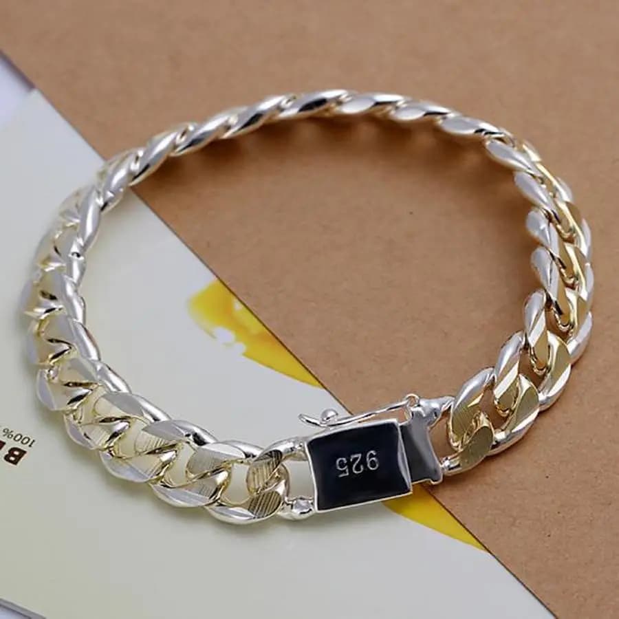 925 Sterling Silver Color exquisite chain uomo donna noble wedding bracciale fashion charm regalo di compleanno