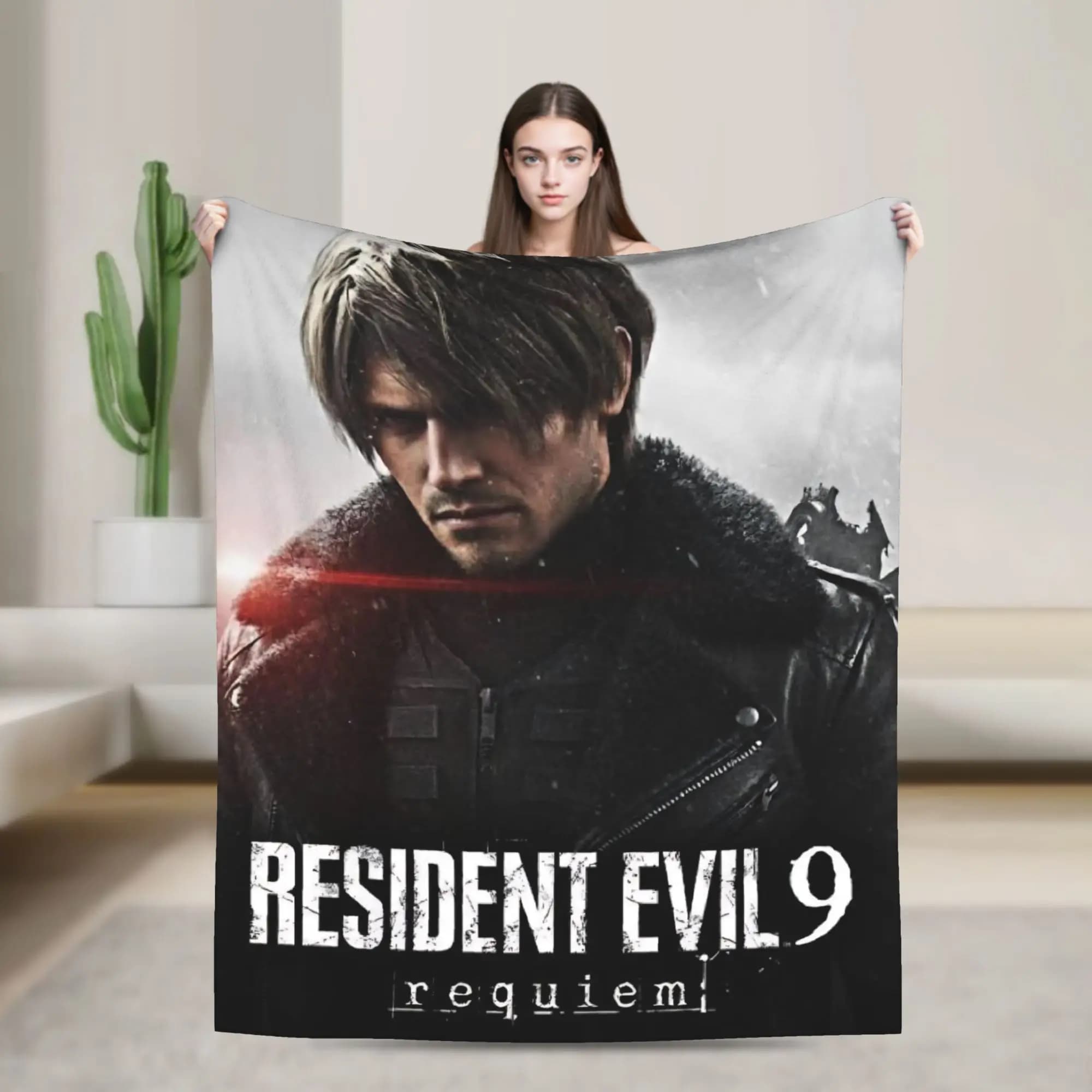 Coperta Resident Evil 9 Leon Kennedy, Multi-misura, Calda e Confortevole, Morbida Coperta da Gioco per Divano e Letto