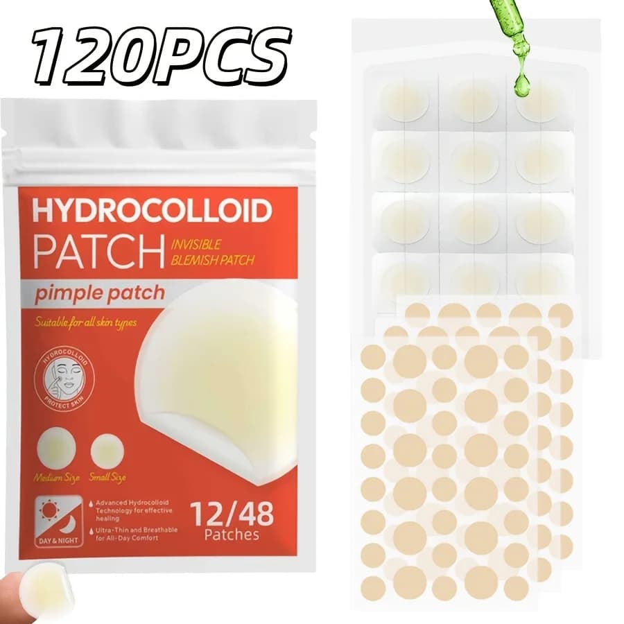120PCS Hydrocolloid Transparent Acne Patch,Easily Conceals Blemishe and Acne,Gentle and Non-Irritating,Covers Blemishes and Acne