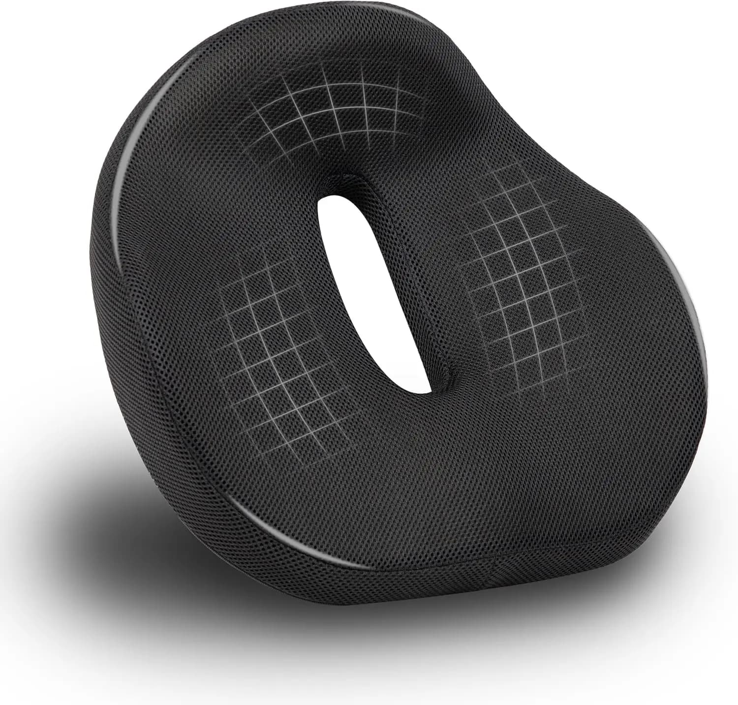 Cuscino Ergonomico in Memory Foam a Forma di Ciambella per il Sollievo del Coccige, Emorroidi e Gravidanza, con Fodera Lavabile, Nero