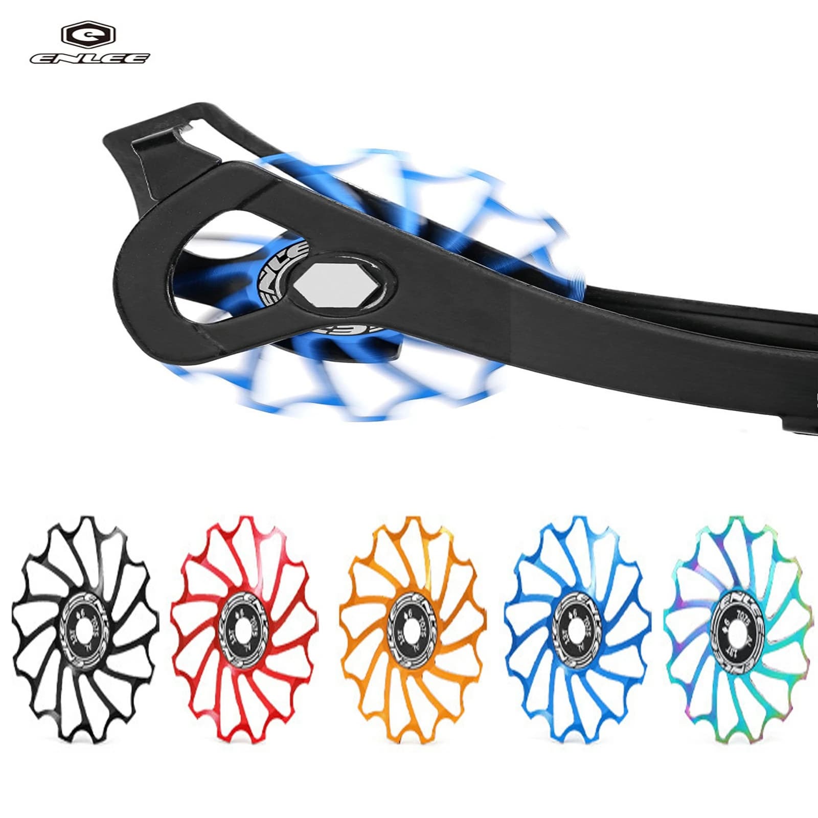 ENLEE 11/13T MTB Bicycle Rear Derailleur Jockey Wheel Ceramic Bearing Pulley CNC Road Bike Guide Roller Idler Metal Guide Bearin
