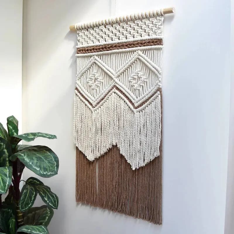 New Nordic Style Handmade Woven Diamond Tassel Hanging Tapestry Home Decorative Door Curtain Insulation Warmth Wall Hanging