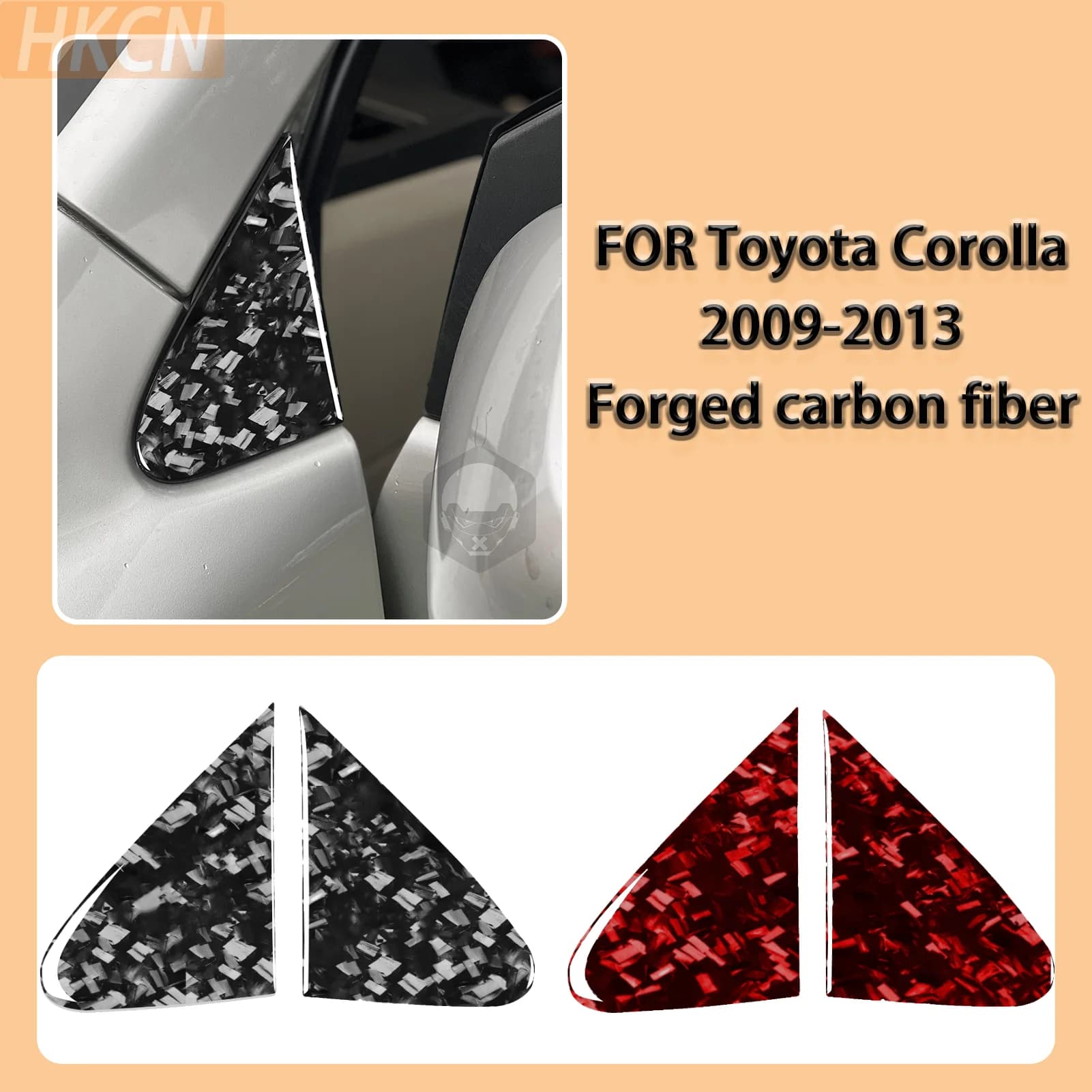 Per Toyota Corolla 2009-2013 Adesivi Decorativi per Pannello del Montante A del Finestrino Posteriore in Fibra di Carbonio Forgiata