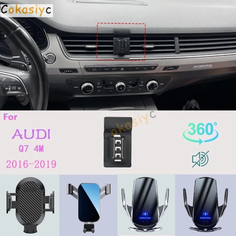 Car Phone Holder For AUDI Q7 4M 2016 2017-2019 Mobile Phone Support Car Mounts Wireless Charging Car Accessories Mounts & Holder