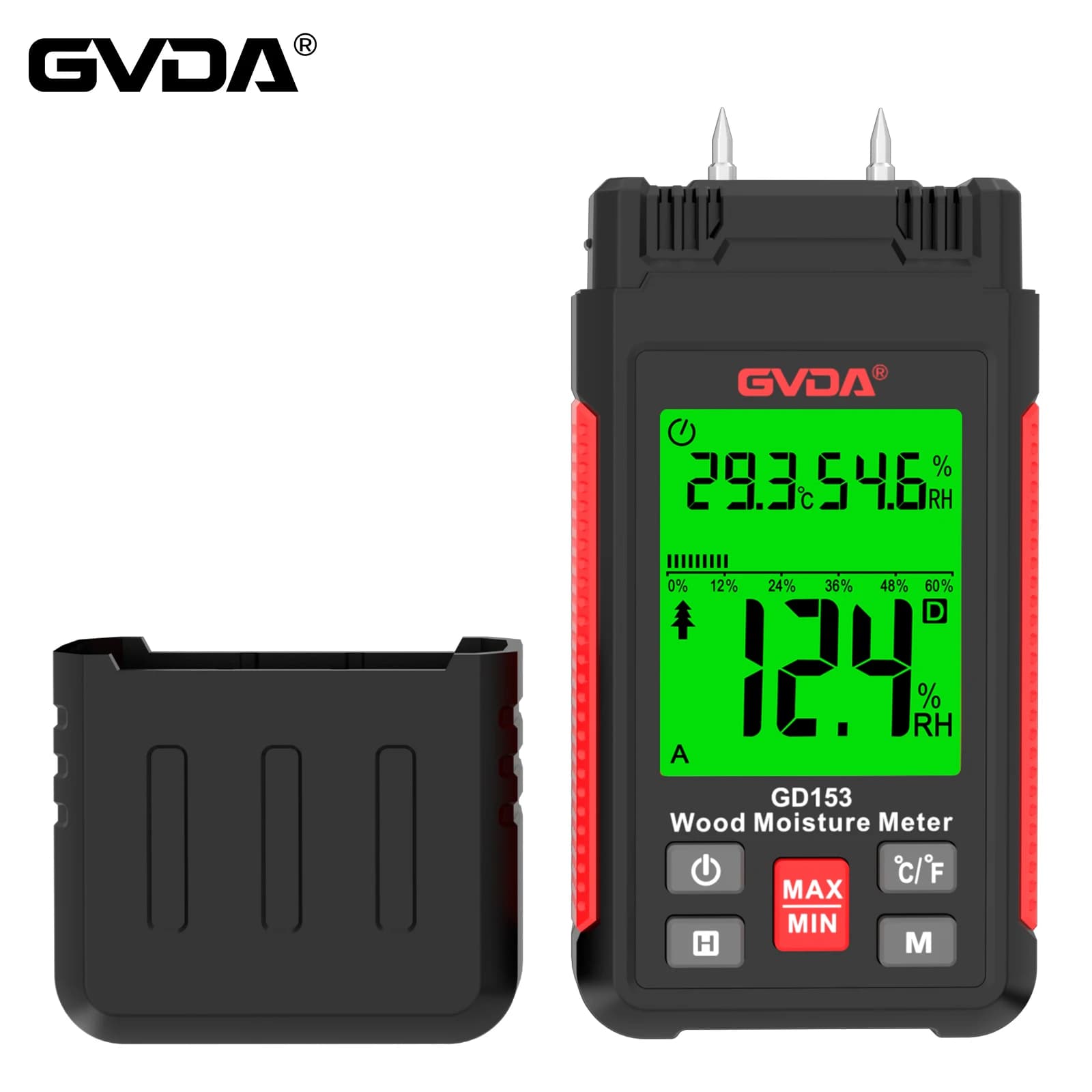 GVDA Misuratore di umidità digitale per legno Tester di umidità per legno Igrometro Rilevatore di umidità per legname Display LCD Misuratore di umidità per mattoni di cemento