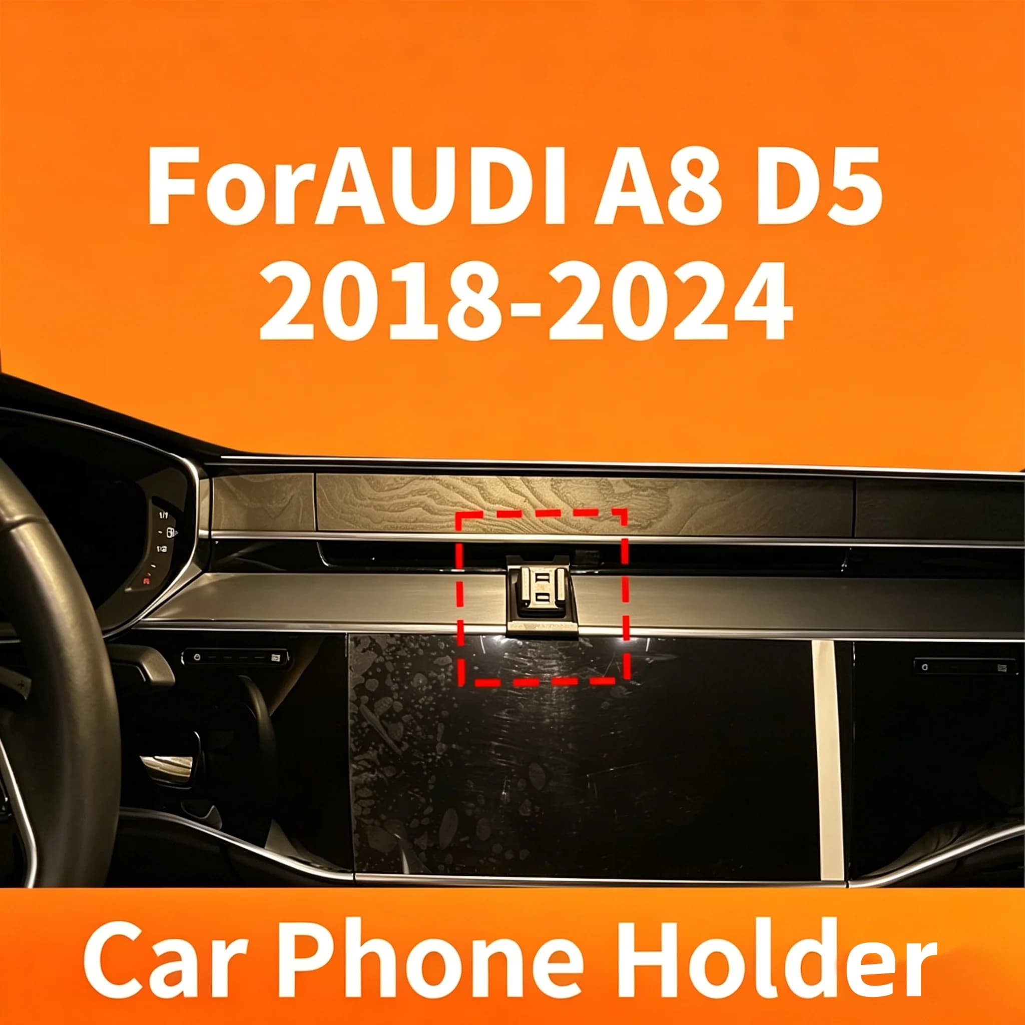 The snap on base for the Audi A8 D5 2018-2024 car phone holder can be paired with various styles of phone holder bodies