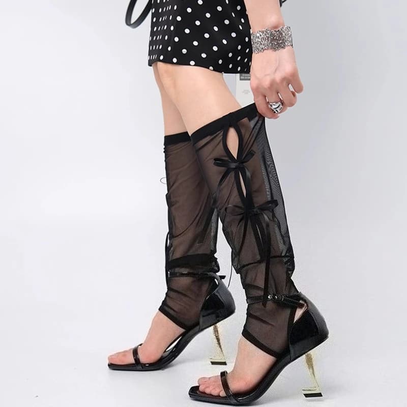Mesh Leg Warmers Women Summer Thin Transparent Foot Cover Black White Long Socks JK Lolita Girls Leg Warmers Knee Socks Stocking
