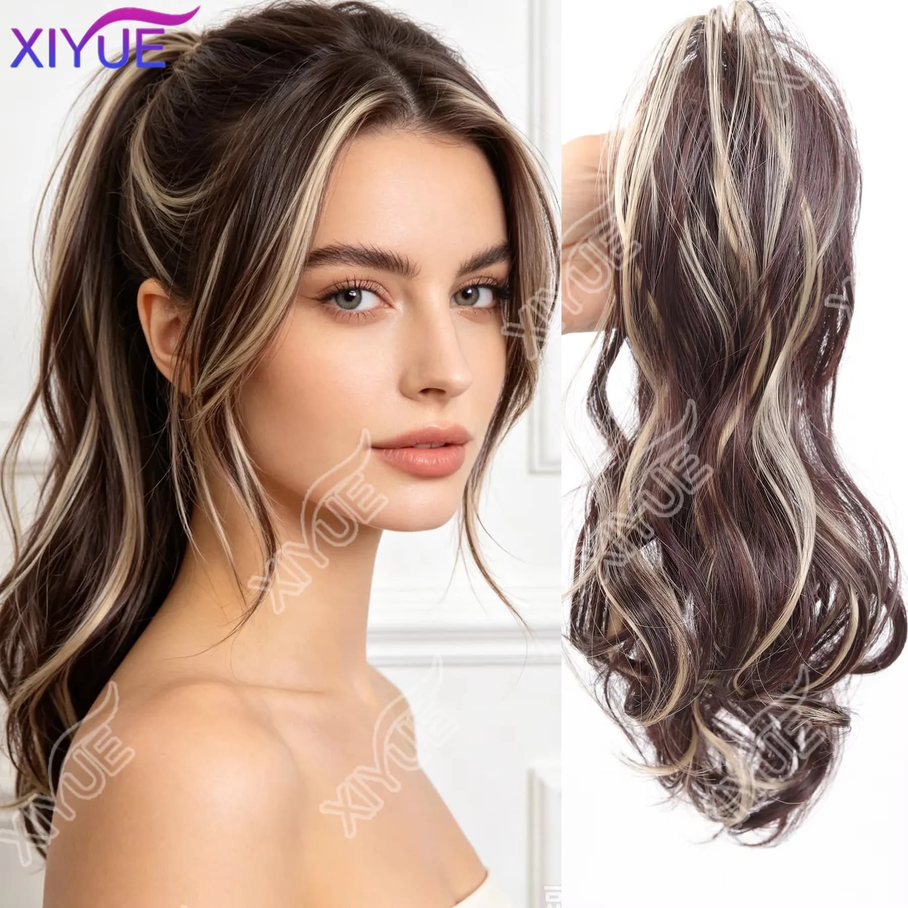 Short Wavy Synthetic Claw Clip Ponytail Hair Extensions Heat Resistant Hair Ponytail With Grab Clips For Women Daily Use XIYUE
