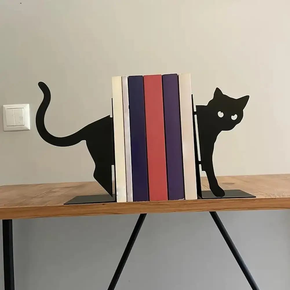 Fermalibri creativo per gatti, espositore per libri in metallo, per scrivania, libreria, ufficio, decorazioni per la casa, organizer per riporre oggetti, regalo di cancelleria