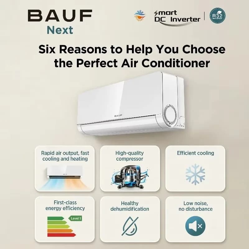 【Hot Item】BAUF 9000 BTU Split AC Inverter WiFi R32 UVC Sterilization B.I.G.Care+ Aroma Diffusion Healthy Household A+++ Energy C