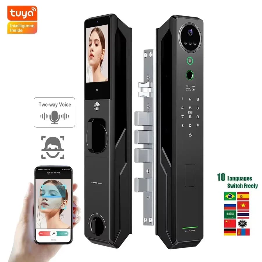 Tuya Riconoscimento facciale Videocitofono Smart Door Lock Palmar Veine Impronte digitali Vena Scheda Ic Wifi App Combinazione Smart Lock