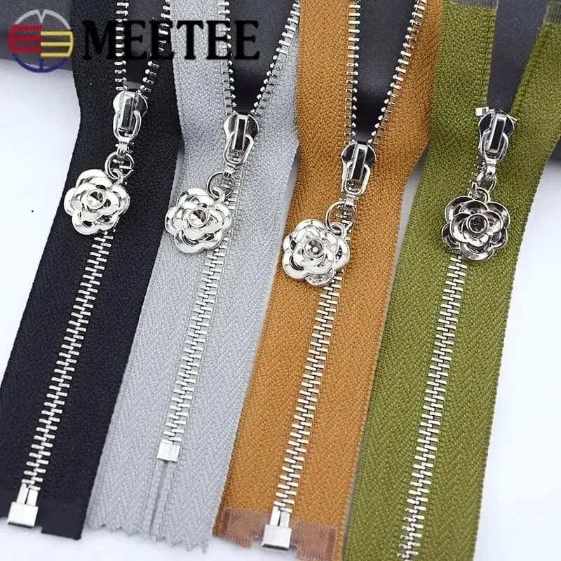 Meetee 2 pezzi 3 # Cerniere in metallo 15-30 cm Close-End 40-70 cm Borsa aperta Abbigliamento Chiusura automatica Zip Tasca Zip Chiusura Accessori di riparazione