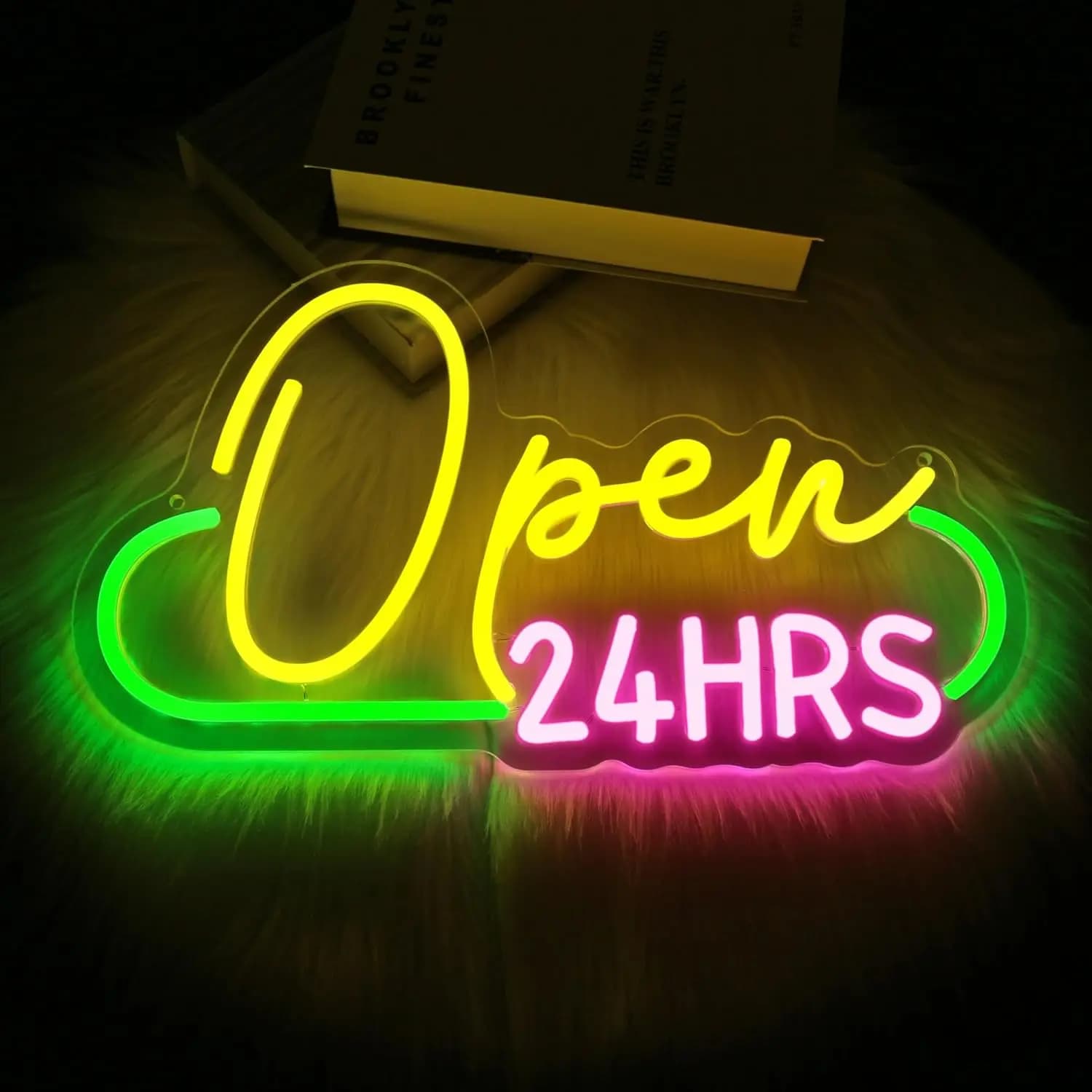 Insegna al Neon 'Open 24 HRS' con Luce LED USB, Illuminazione per Negozi, Mercati, Food Truck, Decorazione Camera da Letto, Regalo Personalizzato