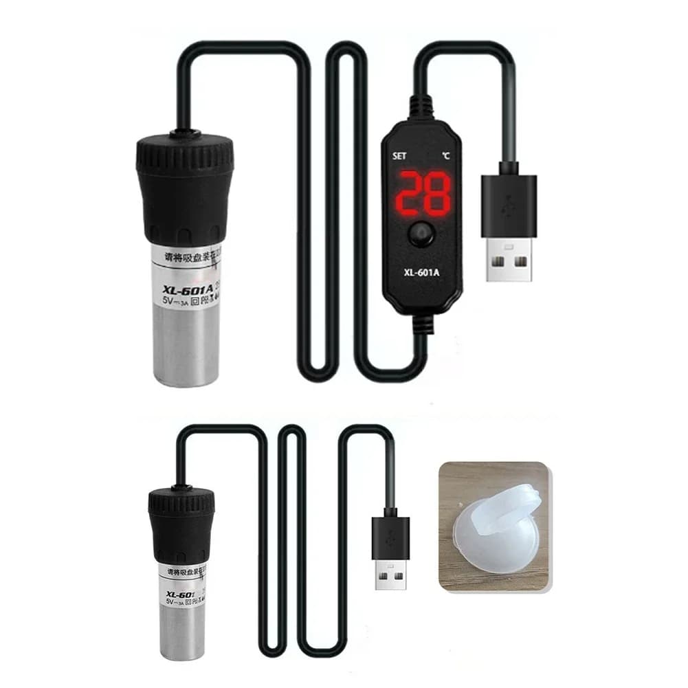 Riscaldatore per acquario Riscaldatore sommergibile regolabile per acquario 20W/15W Display digitale Regolatore di temperatura esterno 18-34 ° C USB Mini