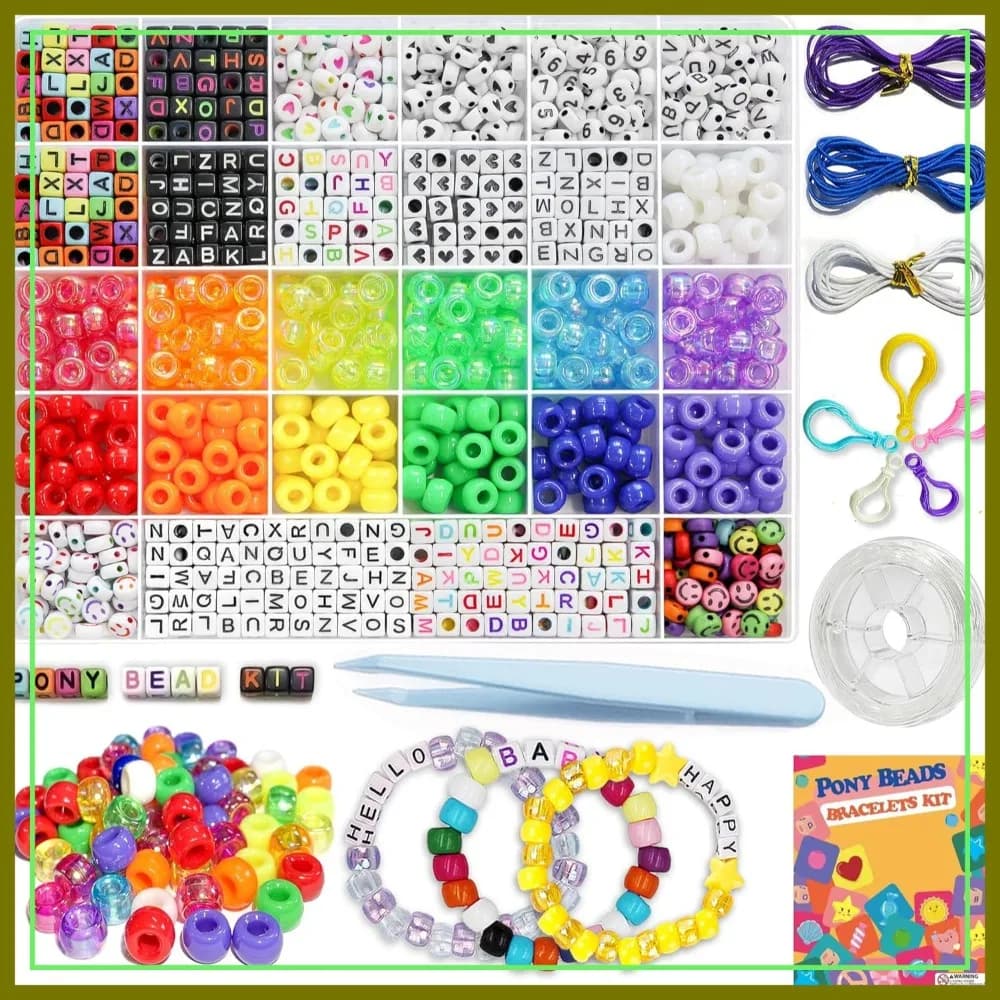 Kit per Creare Braccialetti con 1300 Perline e Lettere, Charm Colorati per Collane Personalizzate e Decorazioni di Gioielli