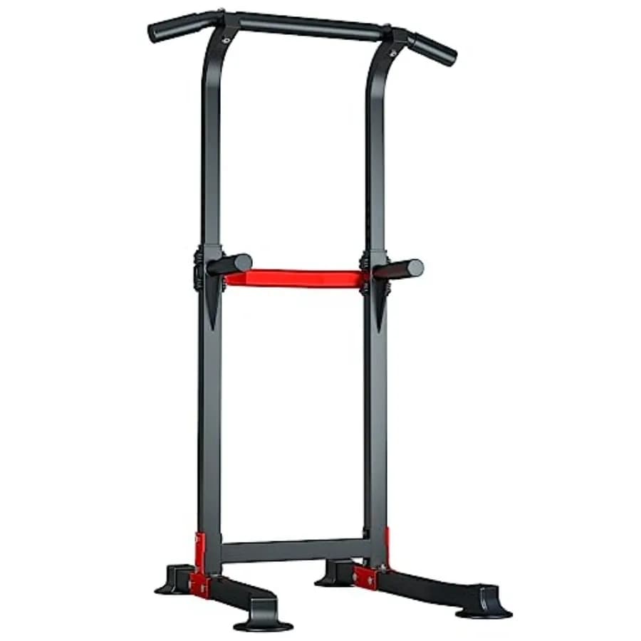 Power Tower Dip Station Pull Up Bar - Multifunctional Home Gym Equipment with Adjustable Height and Anti-slip Pedals - 150 kg C